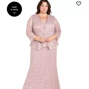 Lace Evening Gown Set in Light Pink